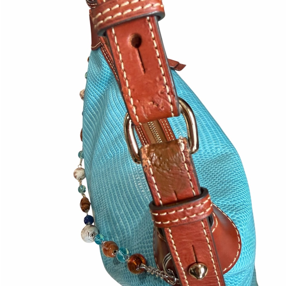 Dooney & Bourke Lizard-Embossed Leather Hobo With Handmade Bag Necklace Chain - Picture 6 of 12